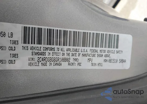 2016 Dodge Grand Caravan Se из США, поврежденный, VIN 2C4RDGBG6GR108802